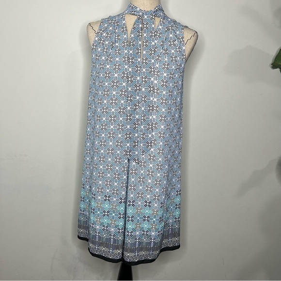 Max Studio shift dress v-neck neck tie geometric pattern midi dress size XS - Picture 1 of 9